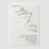 Minimalistische zwart-wit bruiloft van overlay vellum uitnodigingen (Voorkant)