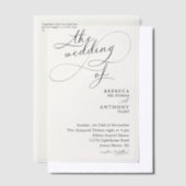Minimalistische zwart-wit bruiloft van overlay vellum uitnodigingen (Offset)