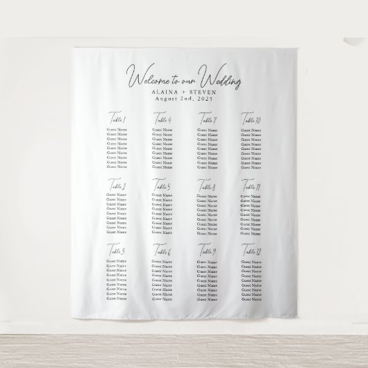 Minimalistische zwart wit bruiloft wandtapijt deco wandkleed (Voorkant)
