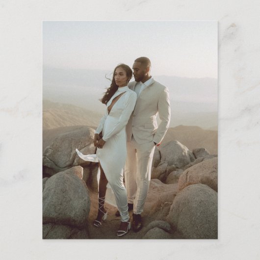 Minimalistische zwart-wit budget bruiloft uitnodig (Achterkant)