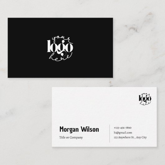 Minimalistische zwart-wit Business Logo Visitekaartje (Voorkant / Achterkant)