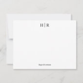 Minimalistische Zwart Wit Classic Monogram Note Ka Bedankkaart (Voorkant)