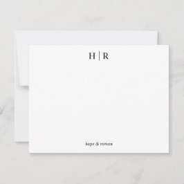 Minimalistische Zwart Wit Classic Monogram Note Ka Bedankkaart