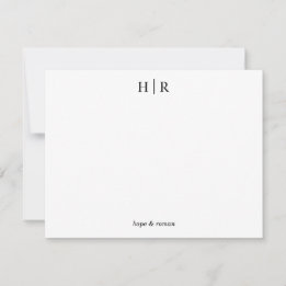 Minimalistische Zwart Wit Classic Monogram Note Ka Bedankkaart