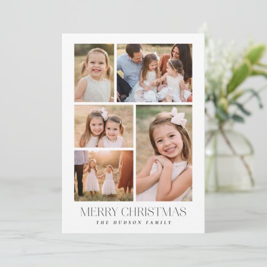 Minimalistische zwart-wit collage vakantie Kaart (Staand voorkant)