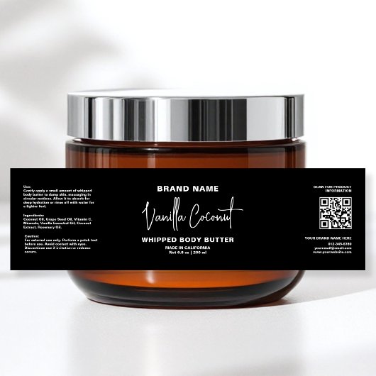 Minimalistische Zwart Wit Cosmetische Jar Wrapper Waterfles Etiket