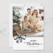 Minimalistische Zwart & Wit Custom Foto Kerstmis Feestdagenkaart (Voorkant)