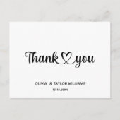 Minimalistische Zwart-Wit Dank Je Hart Briefkaart (Voorkant)