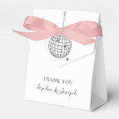 Minimalistische zwart-wit discobal bedankdoosjes (Voorkant Zijde)
