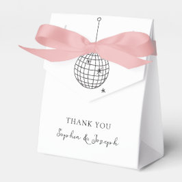 Minimalistische zwart-wit discobal bedankdoosjes