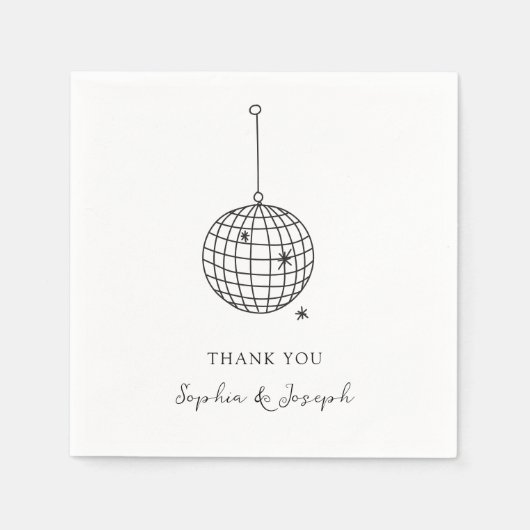Minimalistische zwart-wit discobal servet (Voorkant)