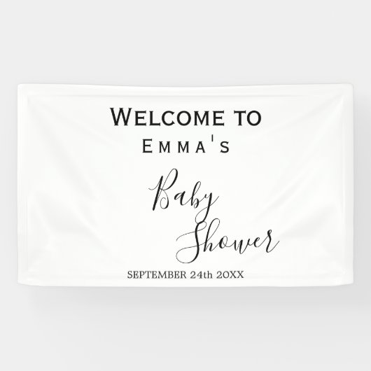 Minimalistische zwart-wit douchebanner spandoek (Horizontaal)