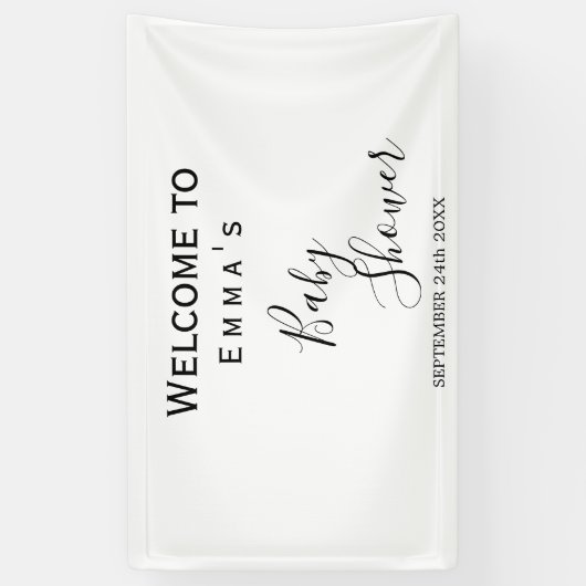 Minimalistische zwart-wit douchebanner spandoek (Verticaal)