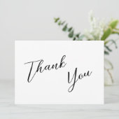 Minimalistische zwart-wit eenvoudige bruiloft bedankkaart (Staand voorkant)