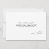 Minimalistische zwart-wit eenvoudige bruiloft bedankkaart (Achterkant)