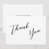 Minimalistische zwart-wit eenvoudige bruiloft bedankkaart (Voorkant / Achterkant)