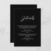 Minimalistische zwart-wit eenvoudige bruiloft informatiekaartje (Voorkant / Achterkant)