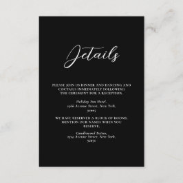 Minimalistische zwart-wit eenvoudige bruiloft informatiekaartje