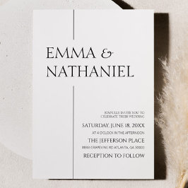 Minimalistische zwart wit eenvoudige bruiloft kaart