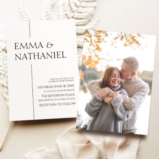 Minimalistische zwart wit eenvoudige bruiloft kaart