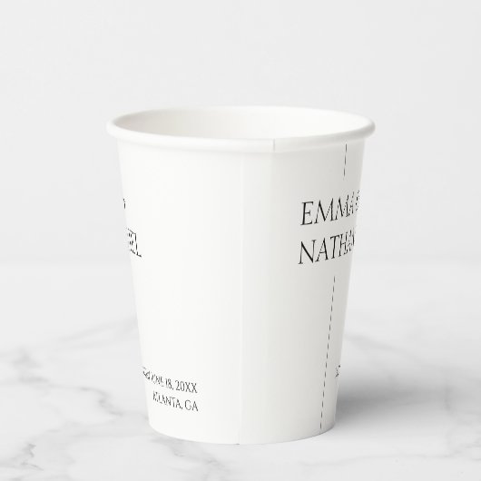 Minimalistische zwart wit eenvoudige bruiloft papieren bekers (Rechts)