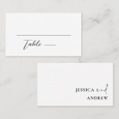 Minimalistische zwart-wit eenvoudige bruiloft plaatskaartje (Voorkant / Achterkant)