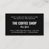 Minimalistische zwart-wit eenvoudige koele coffees klantenkaartje (Achterkant)