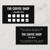 Minimalistische zwart-wit eenvoudige koele coffees klantenkaartje (Voorkant / Achterkant)