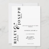 Minimalistische zwart-wit eenvoudige trouwfoto kaart (Voorkant)