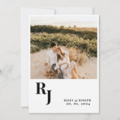 Minimalistische zwart-wit eenvoudige trouwfoto kaart (Achterkant)