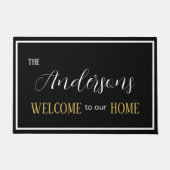Minimalistische Zwart Wit Elegant Script Familiena Deurmat (Voorkant)