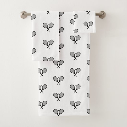 Minimalistische zwart & wit elegante tennisrackets bad handdoek (Insitu)
