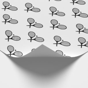 Minimalistische zwart & wit elegante tennisrackets cadeaupapier