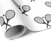 Minimalistische zwart & wit elegante tennisrackets cadeaupapier (Rol Hoek)