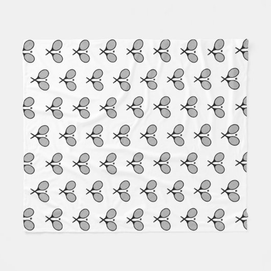Minimalistische zwart & wit elegante tennisrackets fleece deken (Voorkant (Horizontaal))
