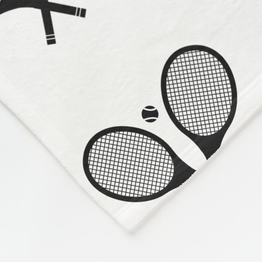 Minimalistische zwart & wit elegante tennisrackets fleece deken (Hoek)