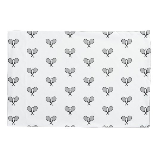 Minimalistische zwart & wit elegante tennisrackets kussensloop (Achterkant-Links)