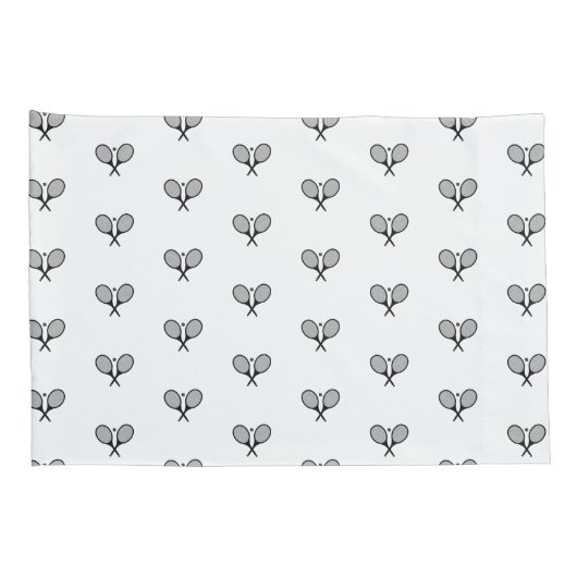 Minimalistische zwart & wit elegante tennisrackets kussensloop (Achterkant-Rechts)