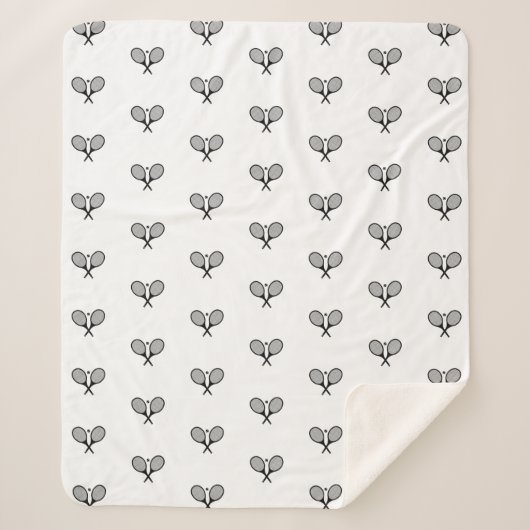 Minimalistische zwart & wit elegante tennisrackets sherpa deken (Voorkant)