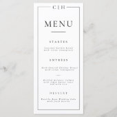 Minimalistische Zwart & Wit Elegante Trouwmenu Menu (Voorkant)
