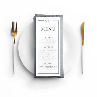 Minimalistische Zwart & Wit Elegante Trouwmenu Menu