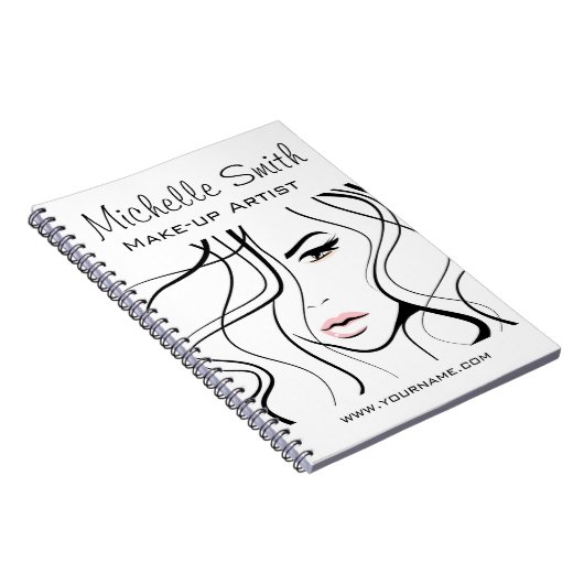 Minimalistische zwart-wit elegante vrouwelijke mak notitieboek (Rechterzijde)