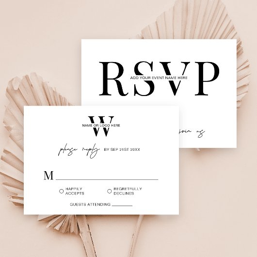 Minimalistische Zwart-Wit Eten Zakelijke Evenement RSVP Kaartje