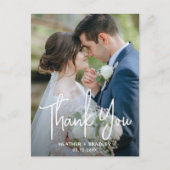 Minimalistische zwart-wit foto bruiloft Dank u Briefkaart (Voorkant)