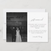 Minimalistische zwart-wit foto bruiloft Elopement Aankondiging (Voorkant)