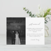 Minimalistische zwart-wit foto bruiloft Elopement Aankondiging (Staand voorkant)