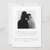 Minimalistische zwart-wit foto bruiloft Elopement Aankondiging (Achterkant)