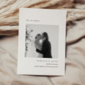 Minimalistische zwart-wit foto bruiloft Elopement Aankondiging