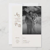 Minimalistische zwart wit foto bruiloft kaart (Voorkant)