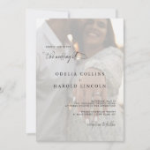 Minimalistische zwart wit foto bruiloft QR-code Kaart (Voorkant)